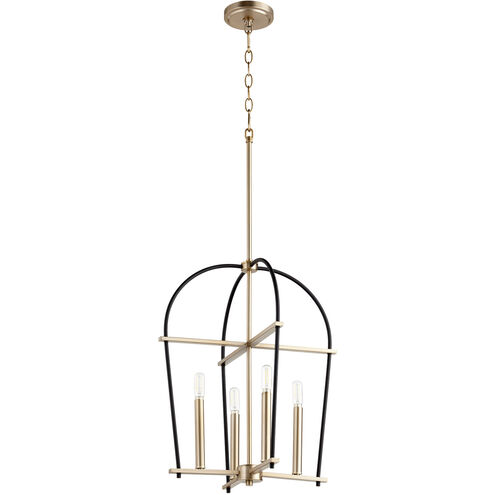 Espy 4 Light 17 inch Noir and Aged Brass Mini Chandelier Ceiling Light