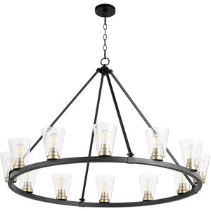 Paxton 12 Light 46 inch Noir and Aged Brass Chandelier Ceiling Light 