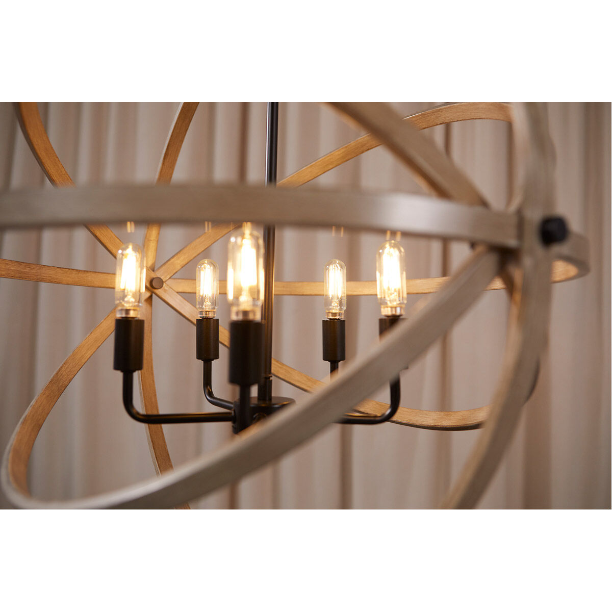 Fort Worth 5 Light 25 inch Noir with Driftwood Pendant Ceiling Light