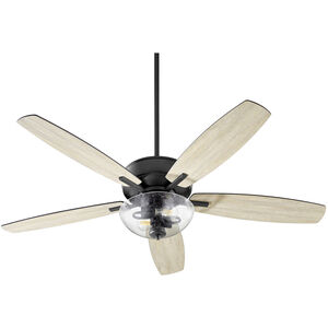 Breeze 52 inch Noir with Matte Black and Weathered Oak Blades Ceiling Fan, Quorum Home