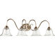 Spencer 4 Light 34 inch Aged Silver Leaf Vanity Light Wall Light, Clear Seeded