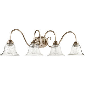 Spencer 4 Light 34 inch Aged Silver Leaf Vanity Light Wall Light, Clear Seeded