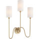 Charlotte 3 Light 20 inch Aged Brass Wall Mount Wall Light