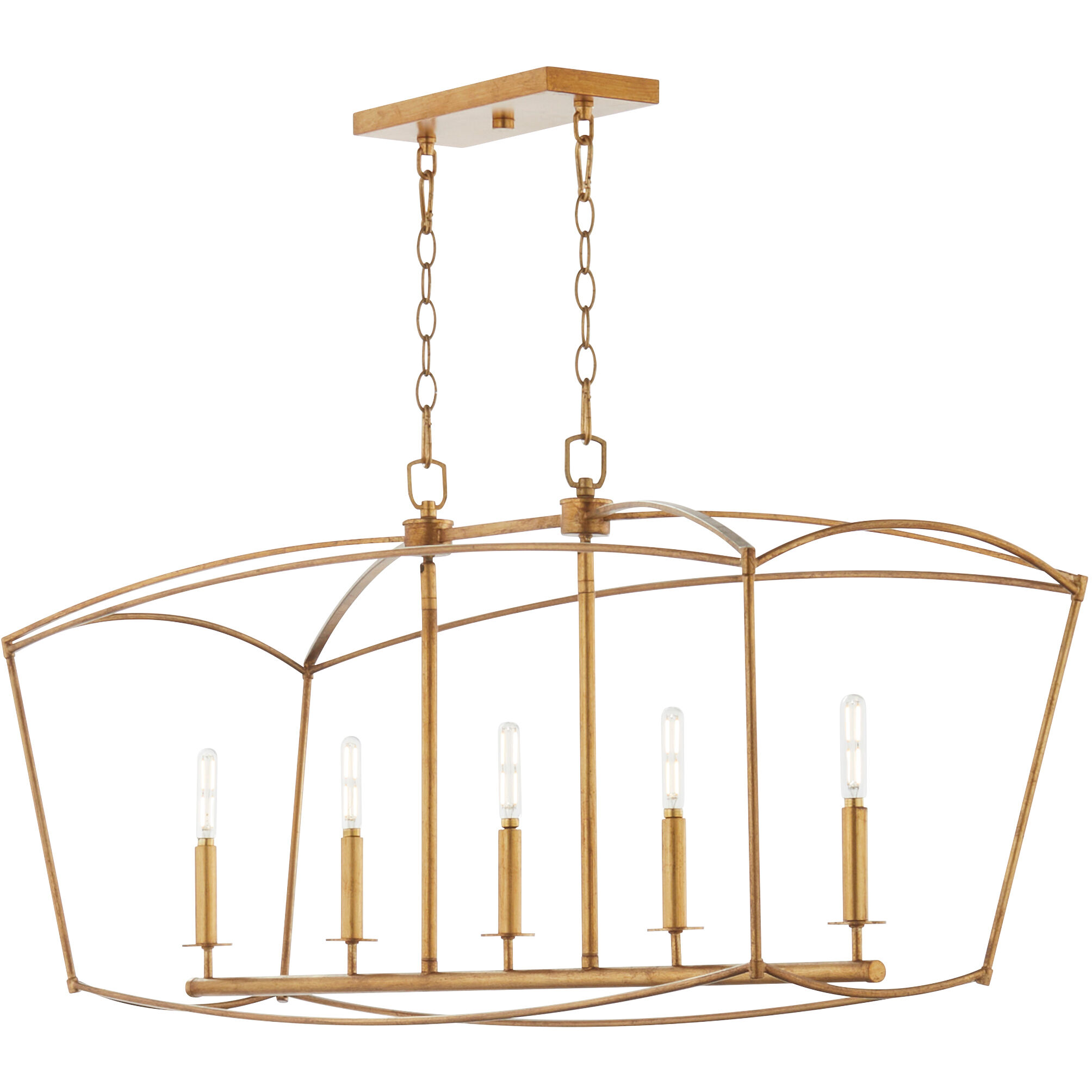 Mantle 5 Light 48 inch Gold Leaf Linear Chandelier Ceiling Light