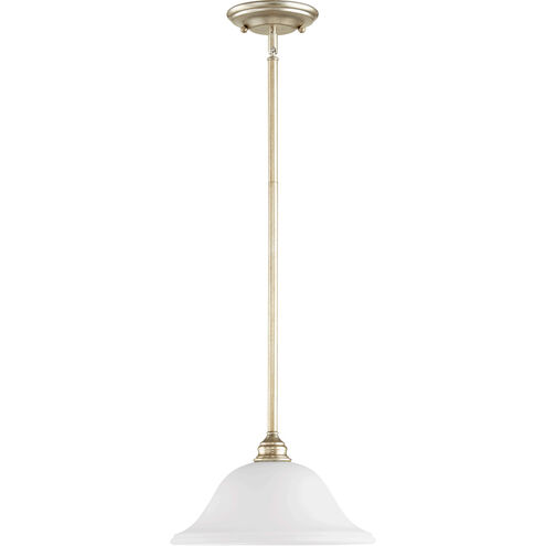 Bryant 1 Light 13 inch Aged Silver Leaf Pendant Ceiling Light, Satin Opal