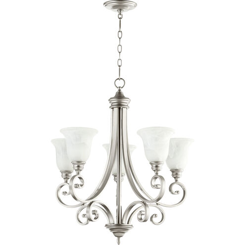 Bryant 5 Light 28 inch Classic Nickel Chandelier Ceiling Light in Faux Alabaster