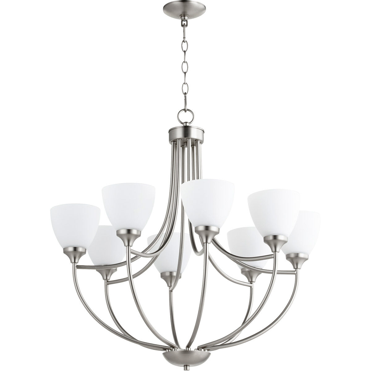 Enclave 8 Light 30 inch Satin Nickel Chandelier Ceiling Light in Satin Opal