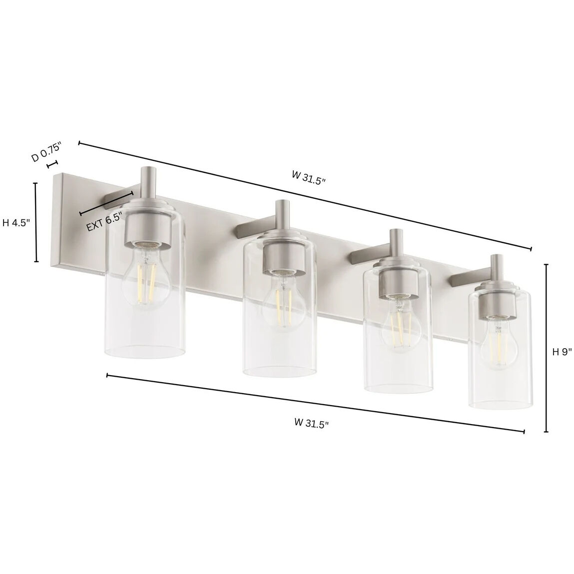 Fallstaff 4 Light 31.5 inch Satin Nickel Vanity Light Wall Light