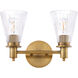 Lawton 2 Light 14 inch Brushed Brass Vanity Light Wall Light