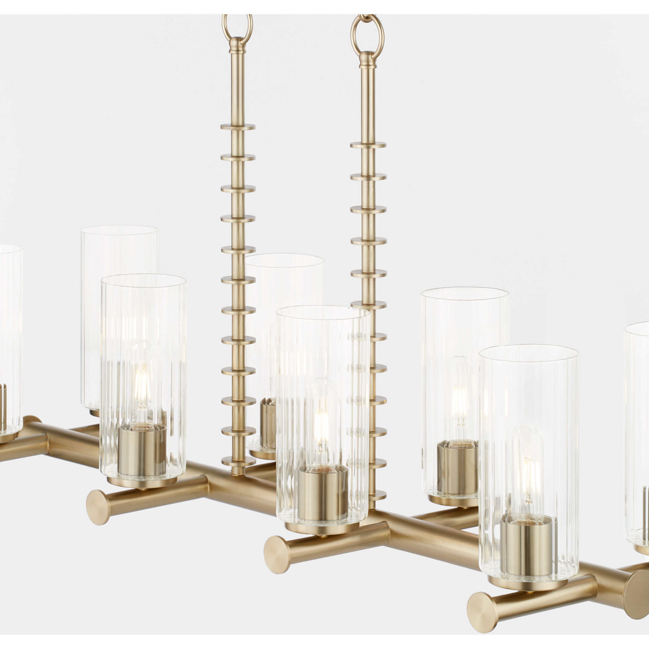Mercier 8 Light 40.25 inch Aged Brass Linear Chandelier Ceiling Light