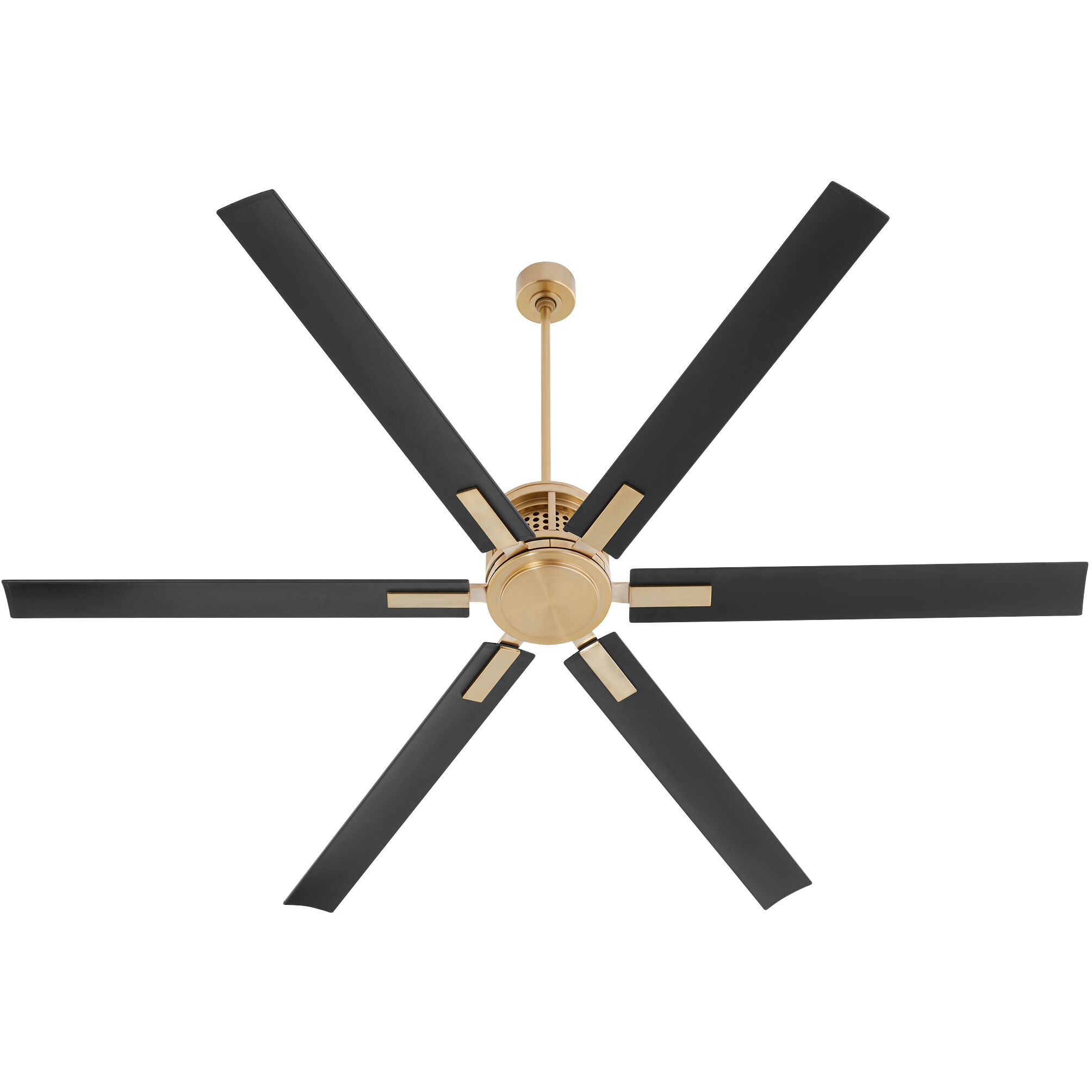 Zeus 80 inch Aged Brass with Matte Black Blades Patio Fan