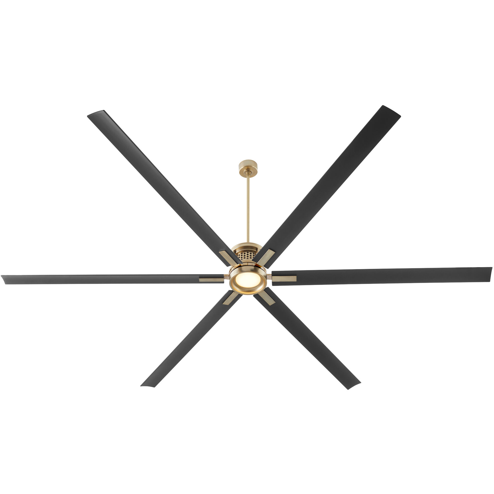 Zeus 120 inch Aged Brass with Matte Black Blades Patio Fan