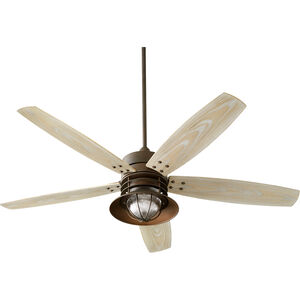 Portico 60 inch Oiled Bronze with Weathered Oak Blades Outdoor Ceiling Fan