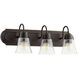 Fort Worth 3 Light 24 inch Oiled Bronze Vanity Light Wall Light in Clear Seeded, Quorum Home