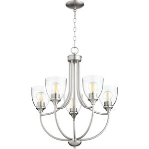 Enclave 5 Light 24 inch Satin Nickel Chandelier Ceiling Light in Clear Seeded