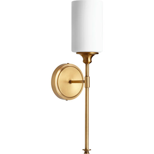 Celeste Wall Mount Wall Light in Aged Brass, Satin Opal