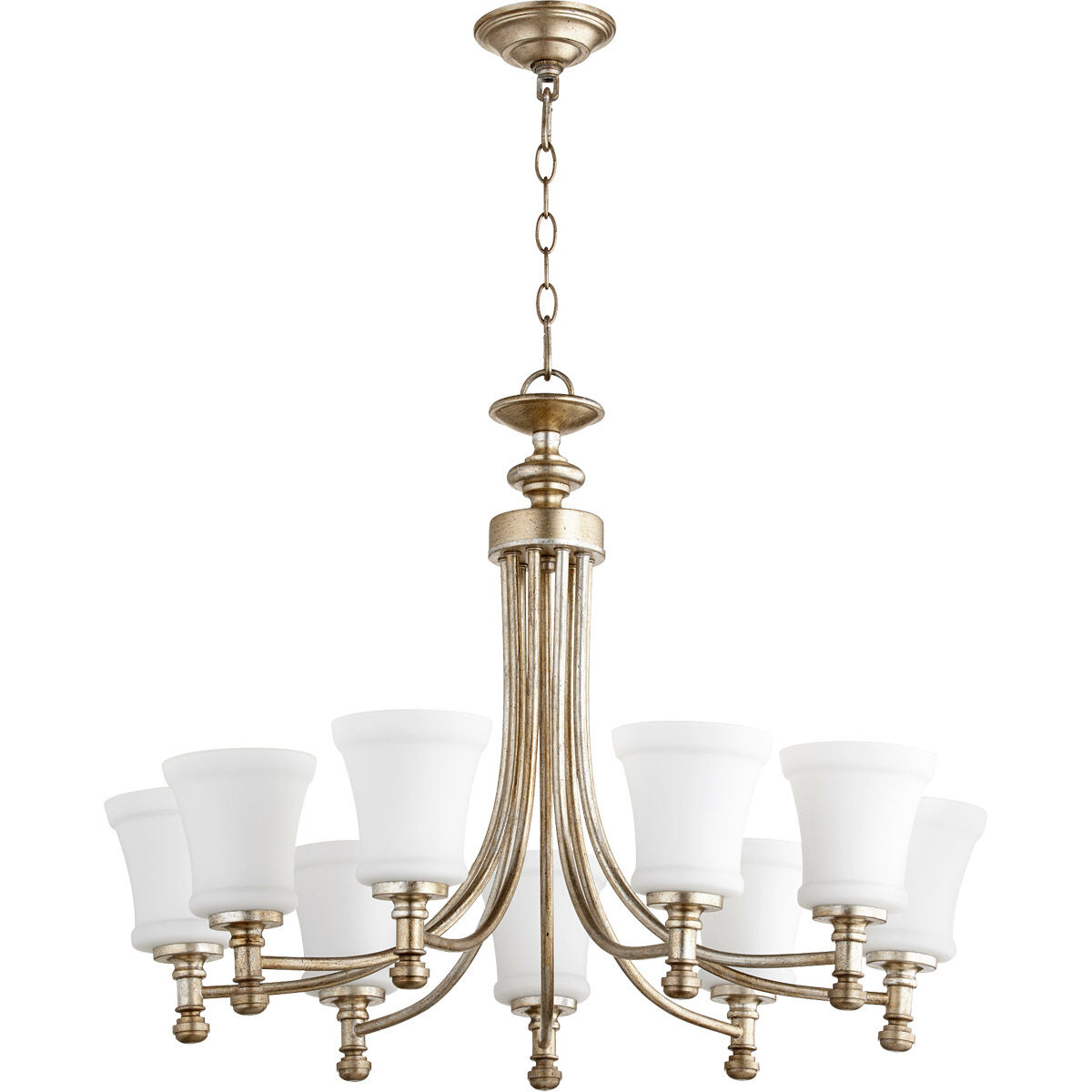 Rossington 9 Light 31 inch Aged Silver Leaf Chandelier Ceiling Light