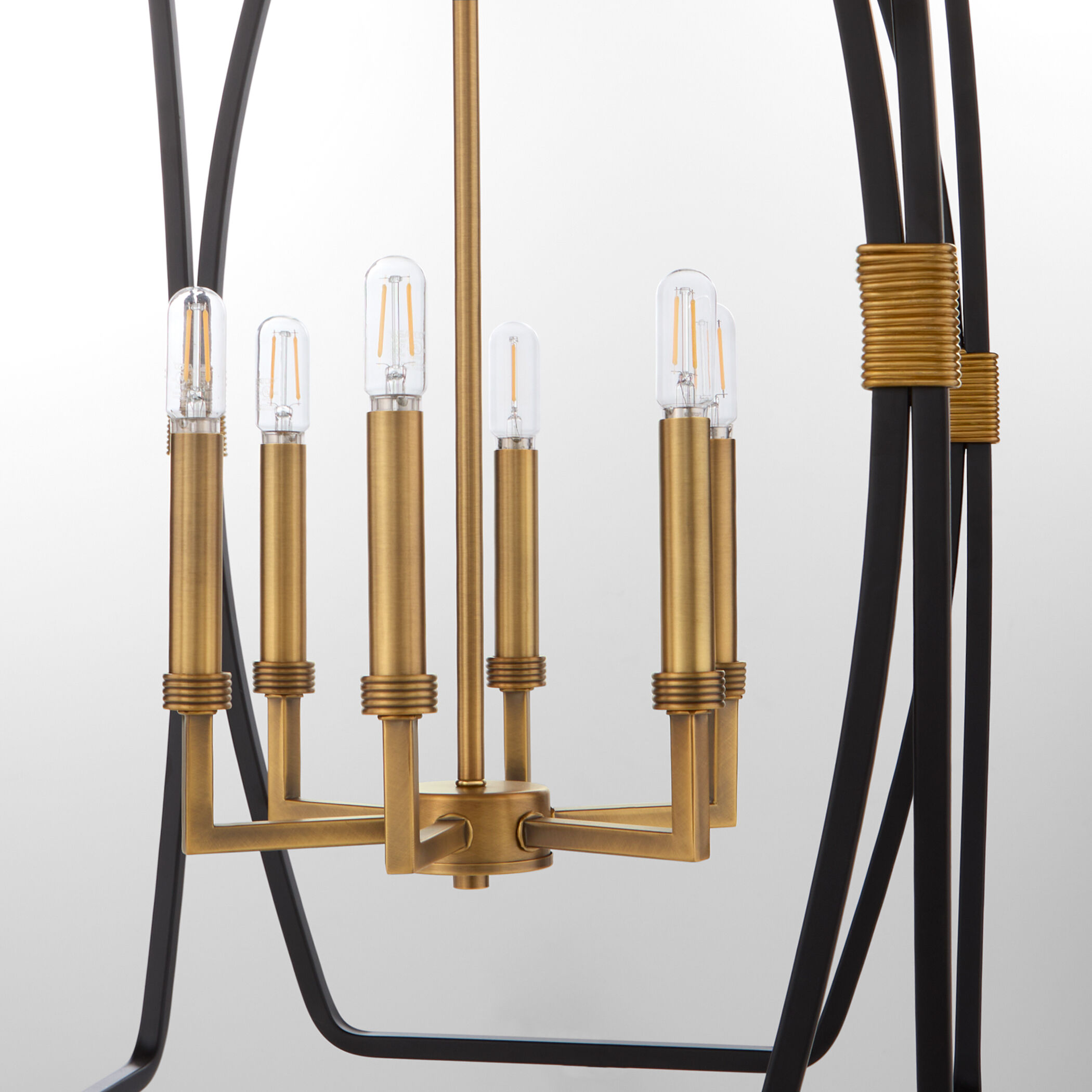 Bishop 6 Light 17.25 inch Matte Black and Brushed Brass Pendant Ceiling Light