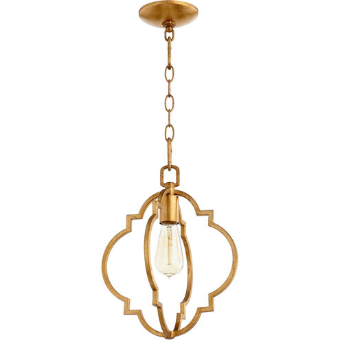 Dublin 1 Light 11 inch Gold Leaf Pendant Ceiling Light, Quorum Home