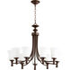 Rossington 9 Light 31 inch Oiled Bronze Chandelier Ceiling Light in Satin Opal