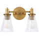 Lawton 2 Light 14 inch Brushed Brass Vanity Light Wall Light