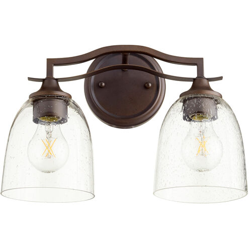 Jardin 2 Light 15 inch Oiled Bronze Vanity Light Wall Light in Clear Seeded