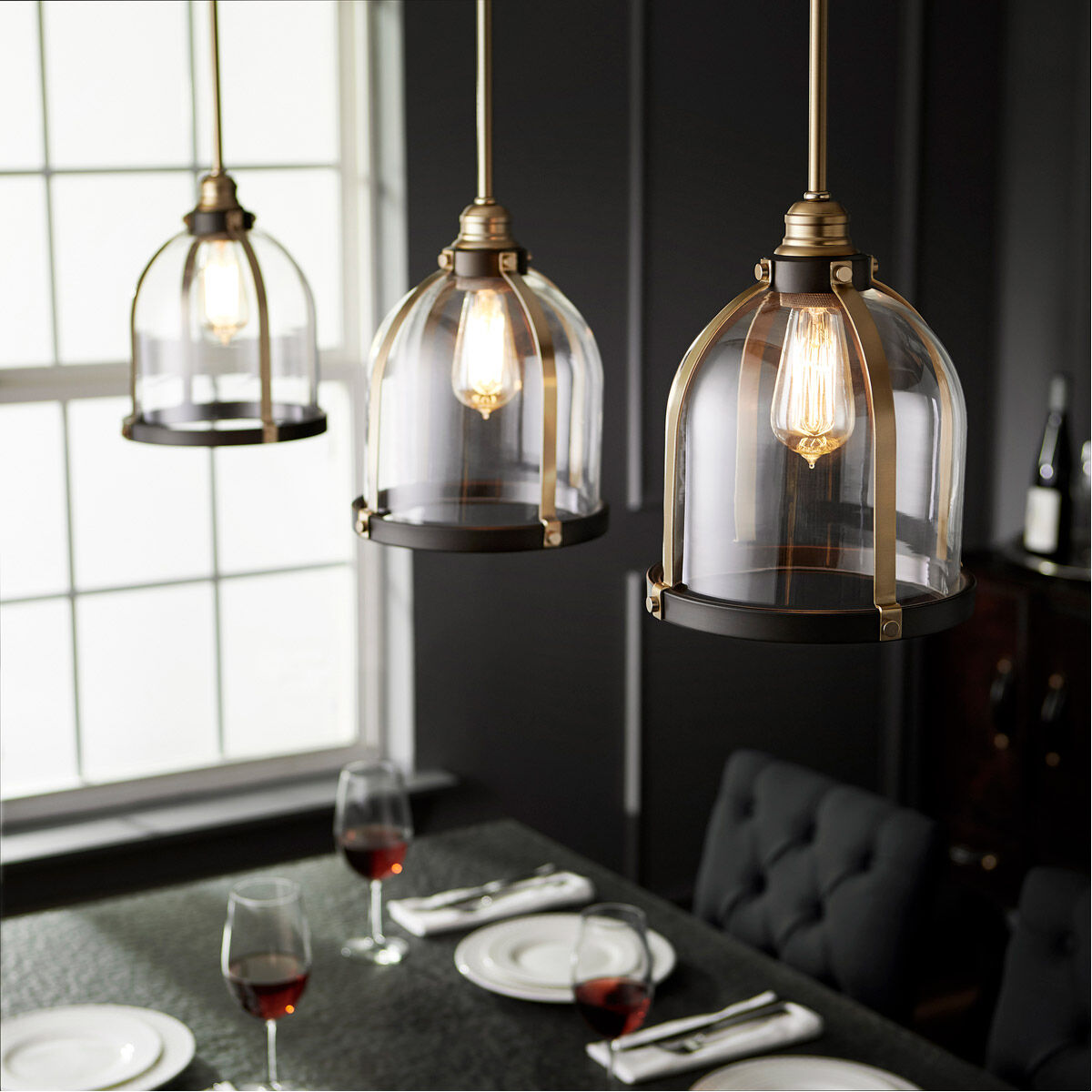 Banded Dome 1 Light 10 inch Aged Brass and Oiled Bronze Mini Pendant Ceiling Light
