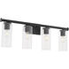 Mercier 4 Light 32 inch Matte Black Vanity Light Wall Light
