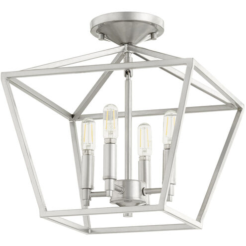 Gabriel 4 Light 13 inch Classic Nickel Semi Flush Mount Ceiling Light, Quorum Home