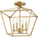Gabriel 4 Light 13 inch Gold Leaf Semi Flush Mount Ceiling Light, Quorum Home
