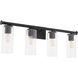 Mercier 4 Light 32 inch Matte Black Vanity Light Wall Light