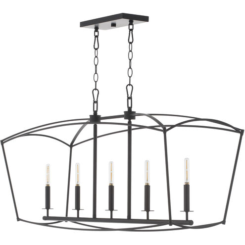 Mantle 5 Light 48 inch Matte Black Linear Chandelier Ceiling Light