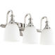 Richmond 3 Light 20.25 inch Polished Nickel Vanity Light Wall Light in Satin Opal