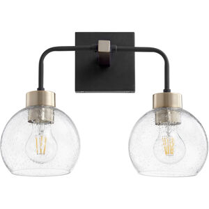Lacy 2 Light 15 inch Noir and Aged Brass Vanity Light Wall Light