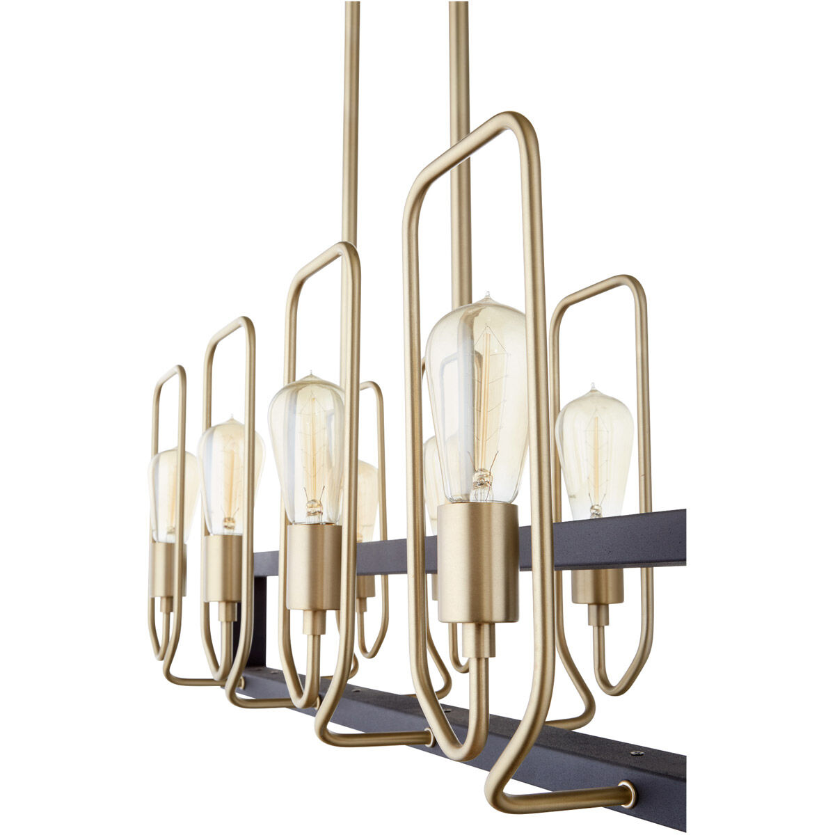 Howe 8 Light 35 inch Noir with Aged Brass Linear Chandelier Ceiling Light