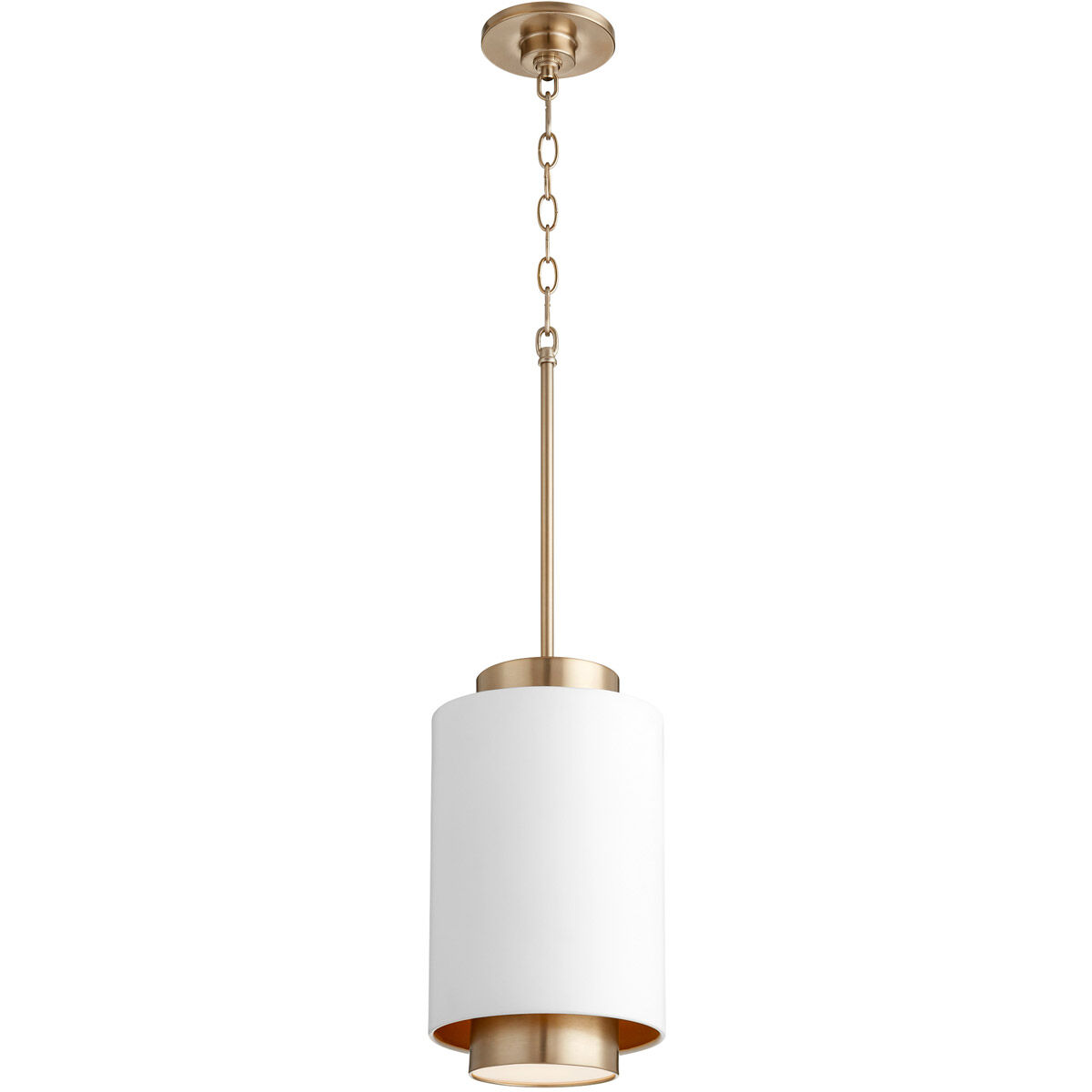 Fort Worth 1 Light 8 inch Studio White and Aged Brass Mini Pendant Ceiling Light