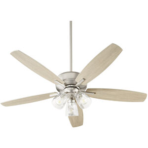 Breeze 52 inch Satin Nickel with Silver and Weathered Gray Blades Ceiling Fan, Quorum Home