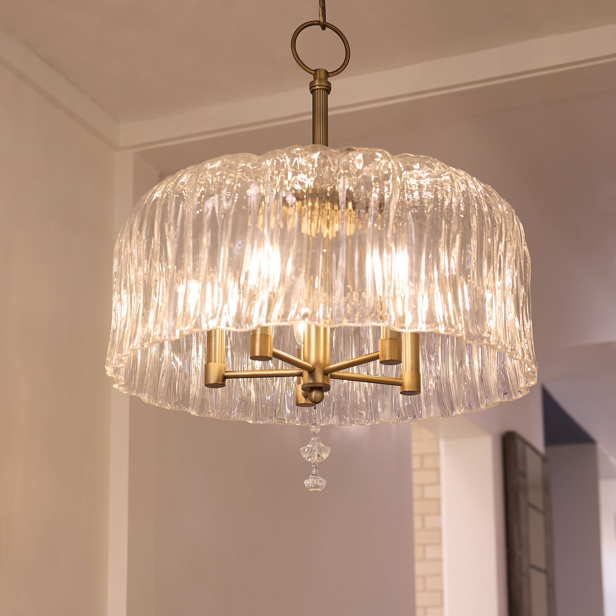 Meriam 5 Light 20 inch Brushed Brass Pendant Ceiling Light