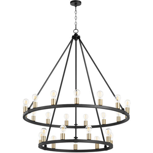 Paxton 24 Light 42 inch Noir and Aged Brass Chandelier Ceiling Light