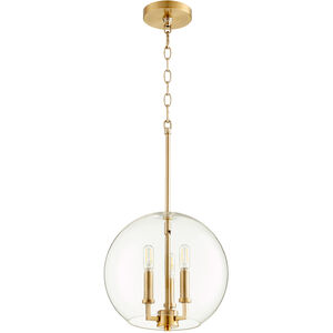 Globe Pendant 3 Light 12 inch Aged Brass Pendant Ceiling Light