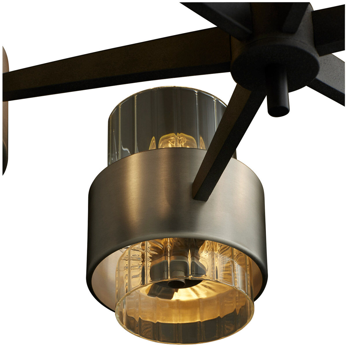 Epsilon 6 Light 25 inch Noir and Satin Nickel Chandelier Ceiling Light