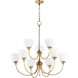 Celeste 9 Light 32 inch Aged Brass Chandelier Ceiling Light, Satin Opal