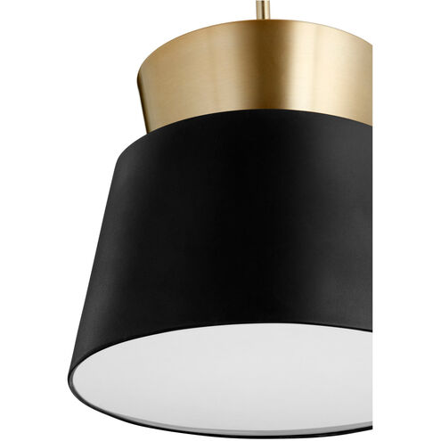 Trapezoids 1 Light 12 inch Noir and Aged Brass Pendant Ceiling Light