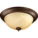 Fort Worth 3 Light 15.5 inch Oiled Bronze Flush Mount Ceiling Light