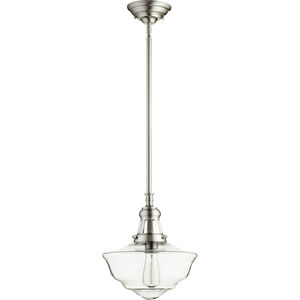 Schoolhouse 1 Light 12 inch Satin Nickel Pendant Ceiling Light in Clear