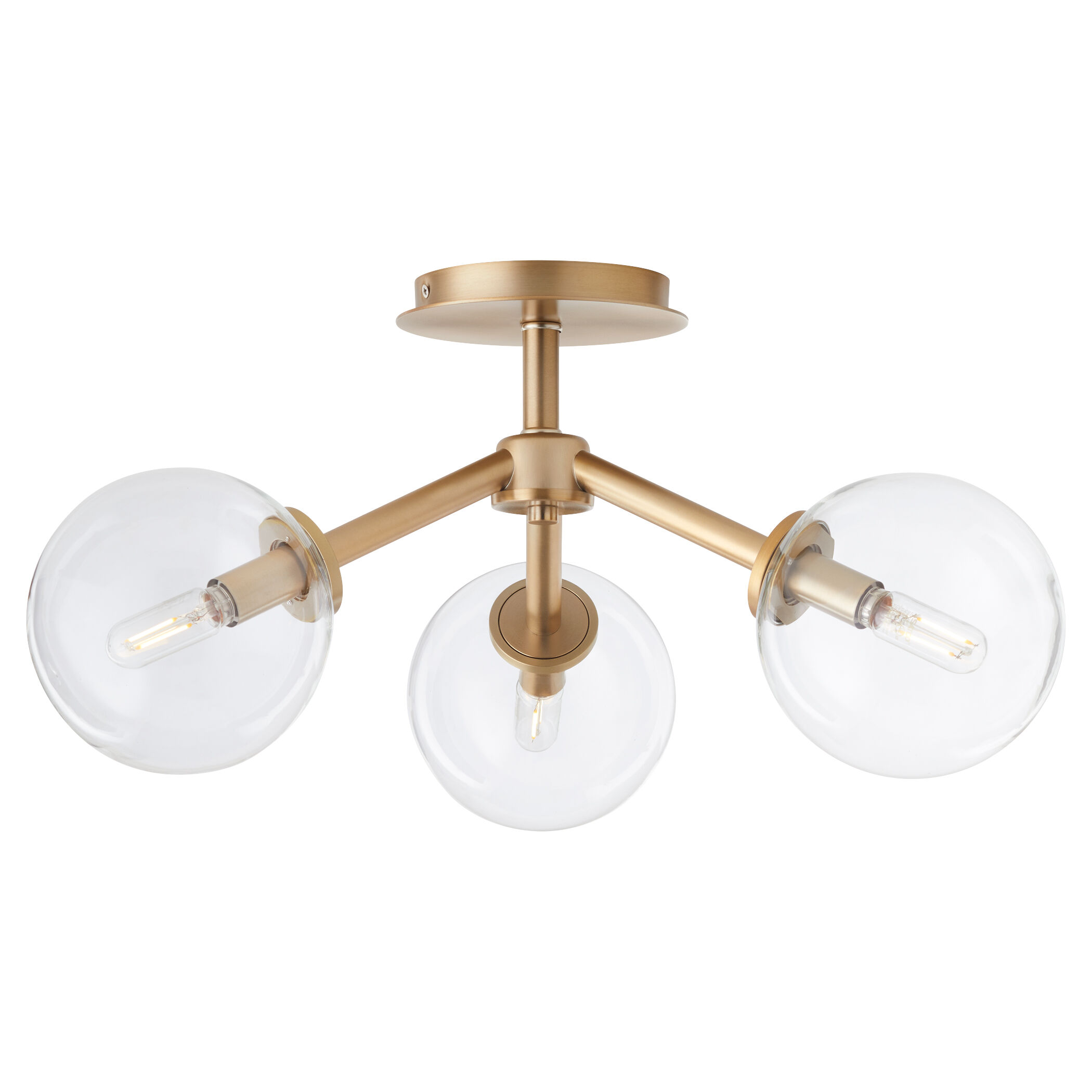 Rovi 3 Light 21 inch Aged Brass Semi Flush Mount Ceiling Light