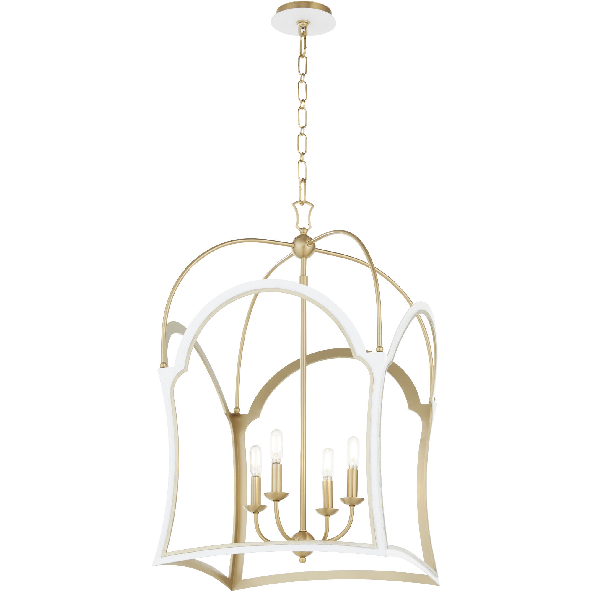 Tiffany 4 Light 21.25 inch Studio White with Aged Brass Entry Ceiling Light