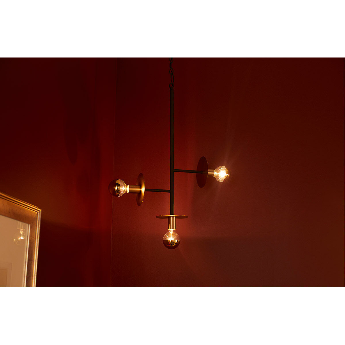 Voyager 3 Light 17 inch Noir with Aged Brass Pendant Ceiling Light