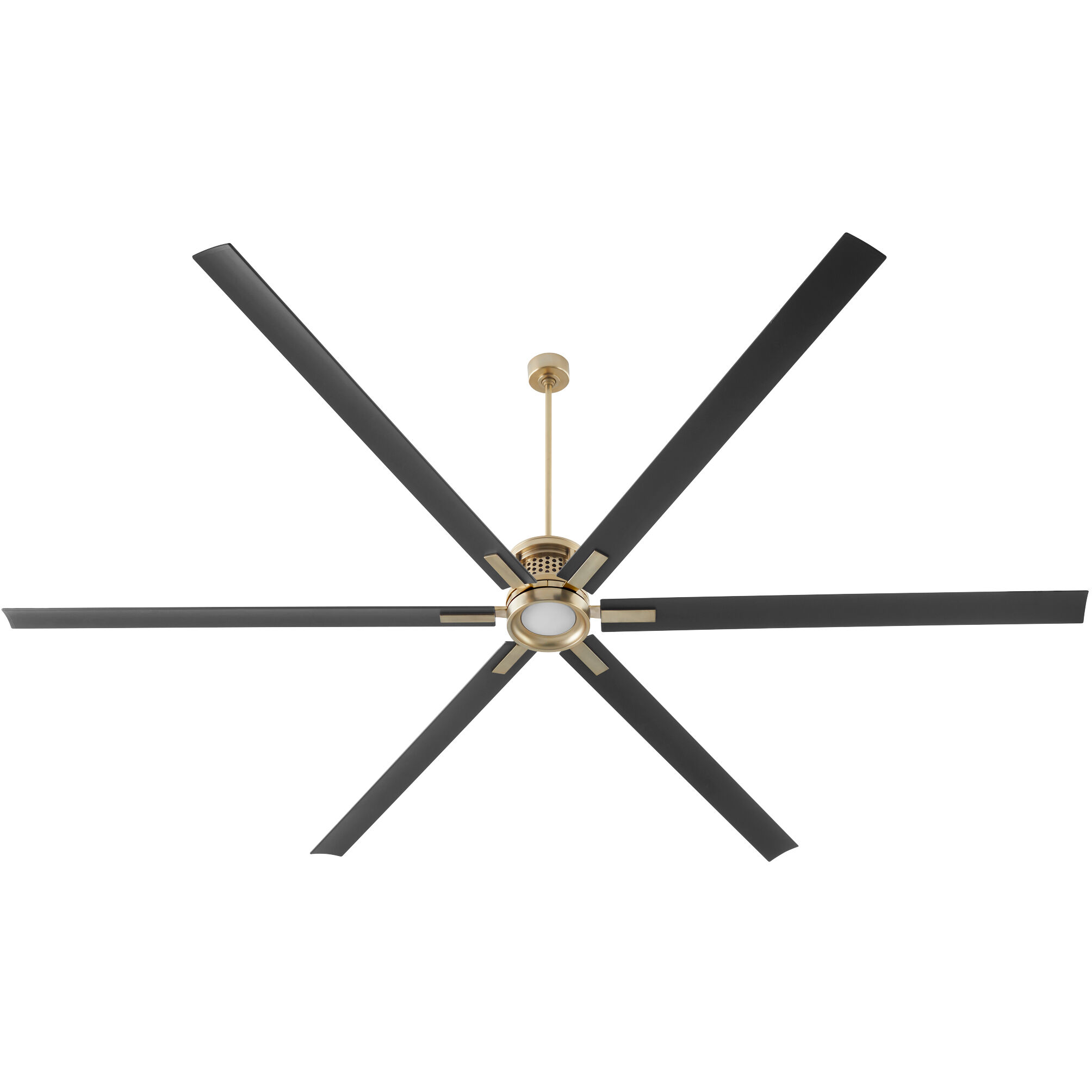 Zeus 120 inch Aged Brass with Matte Black Blades Patio Fan