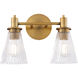 Lawton 2 Light 14 inch Brushed Brass Vanity Light Wall Light